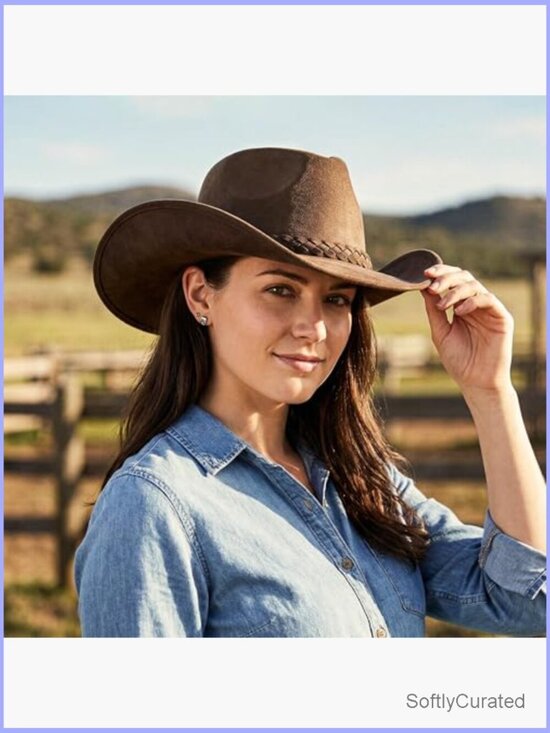 Felt Cowboy Hat with Adjustable Strap - Fits 6 7/8 to 7 1/4